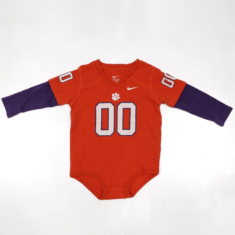 Nike Clemson Infant Baby One Piece Bodysuit Football Jersey Long Sleeve 18M